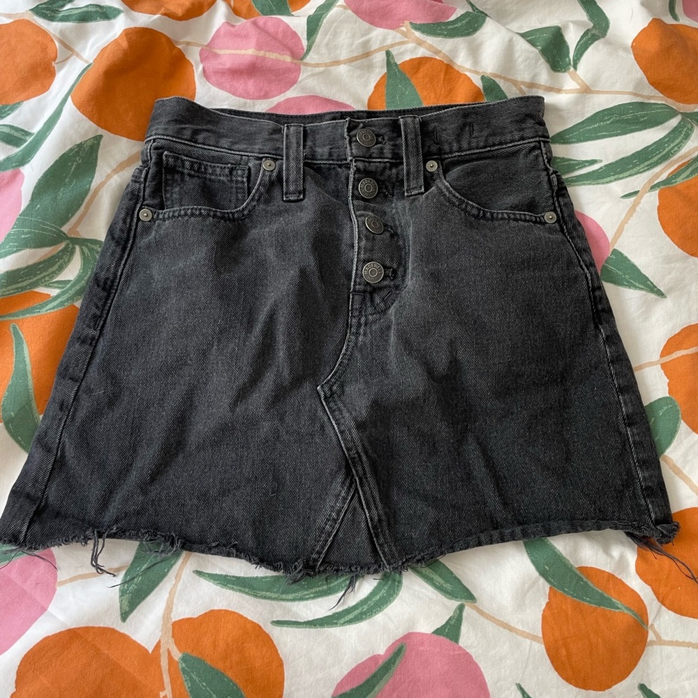 Rigid Denim A-line mini skirt